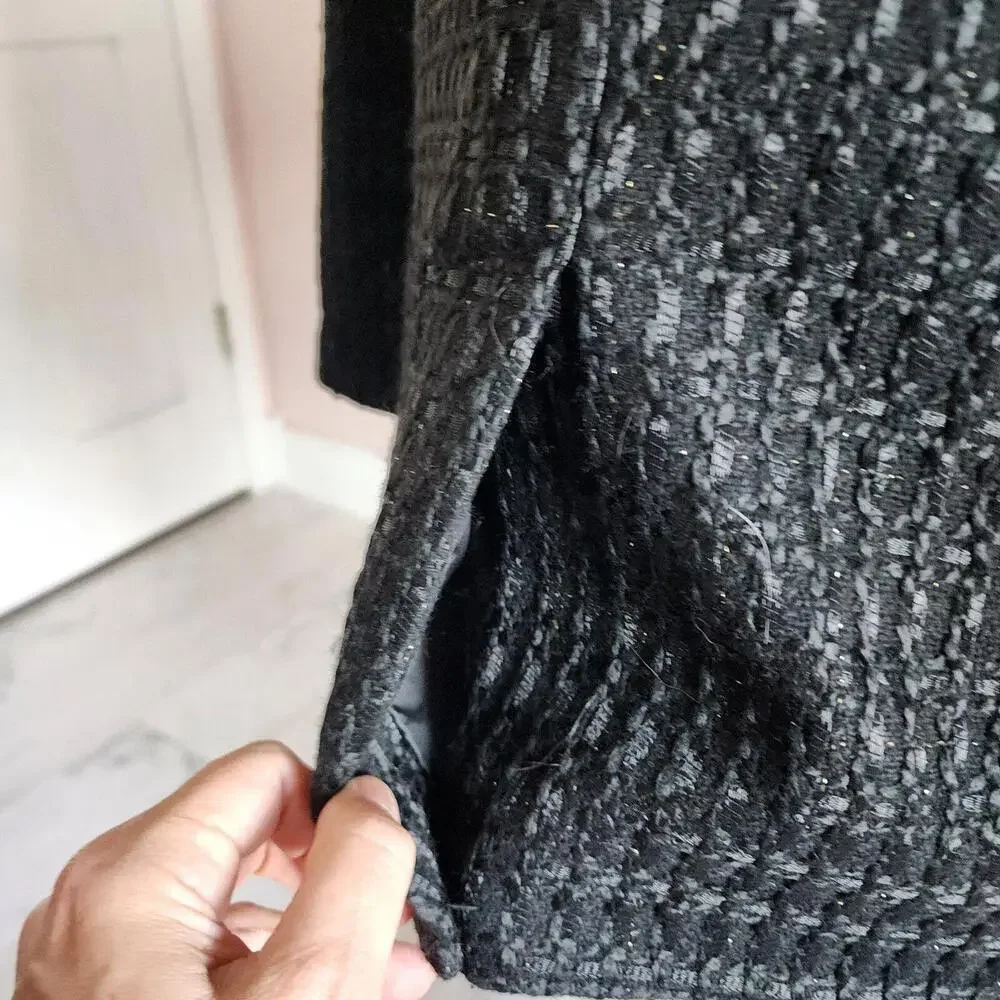 NWT Rachel Zoe heavy double breasted black blazer sparkle L